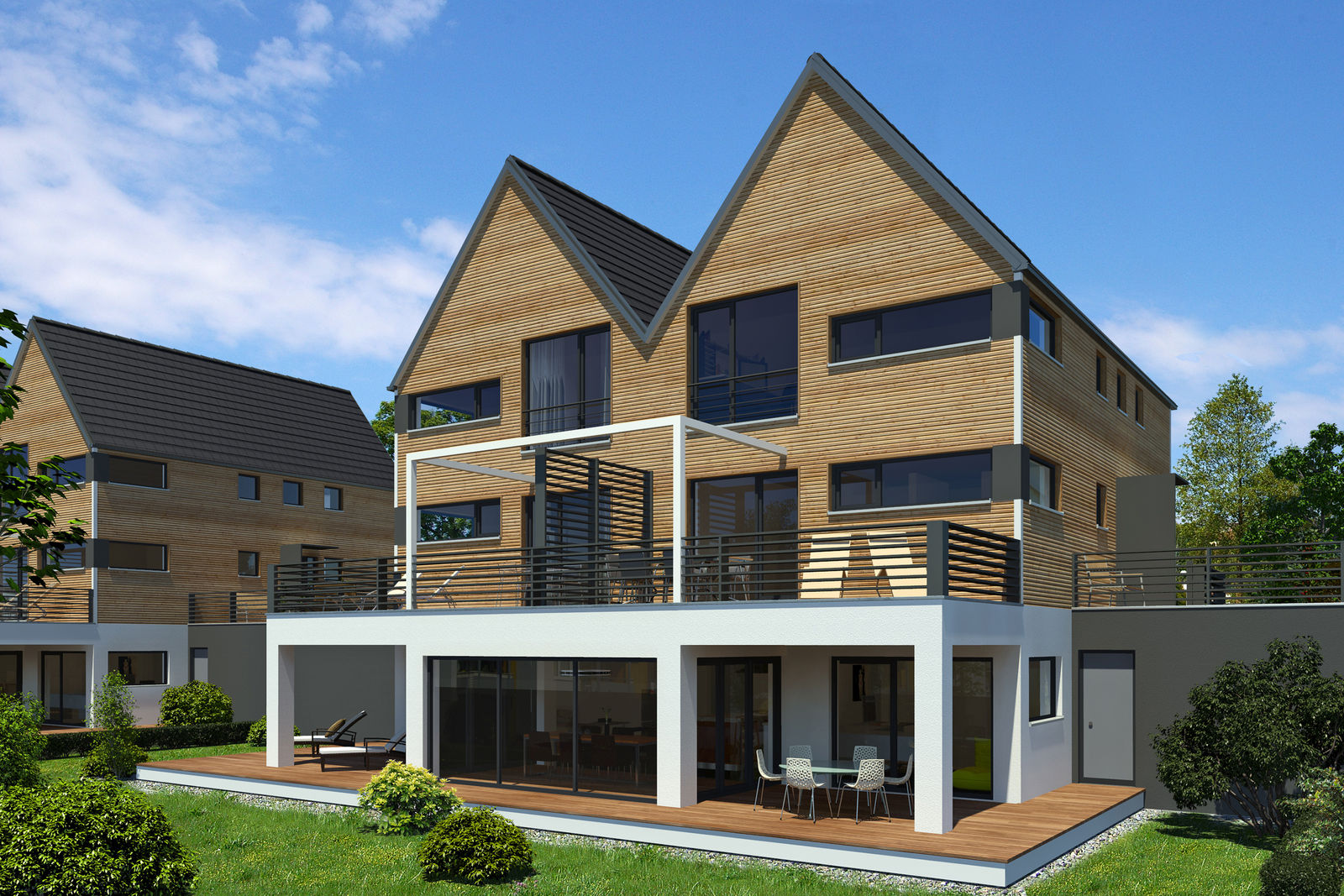 Die «Haus-in-Haus»-Lösung des Architekten Hans-Georg-Stotz schafft Wohnraum für zwei Familien.