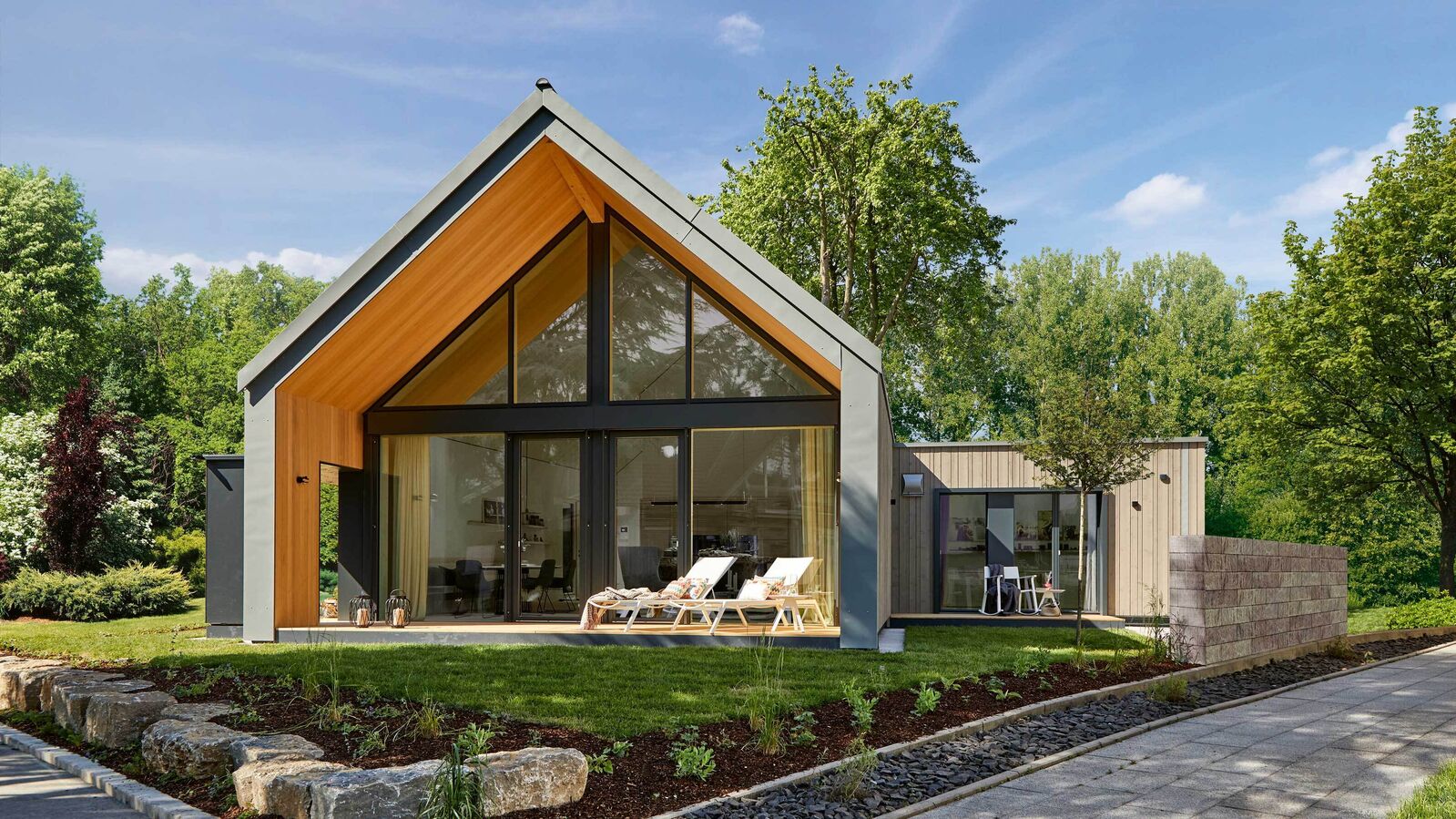 Das Musterhaus «Freiraum» kann in der Ausstellung «Eigenheim und Garten» in Fellbach bei Stuttgart besichtigt werden.