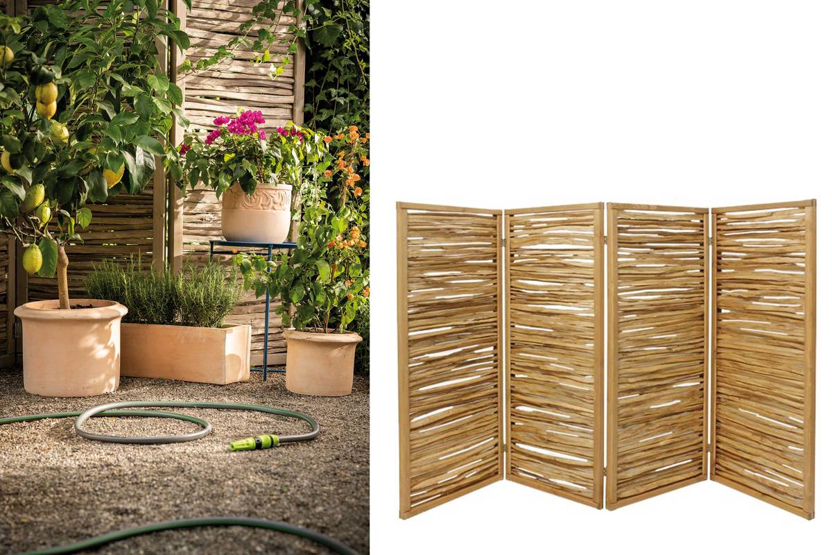 Schnell aufgestellt: Kiefernholzrahmen mit Haselnusslatten, ein- oder mehrteilig. Do it + Garden Migros.