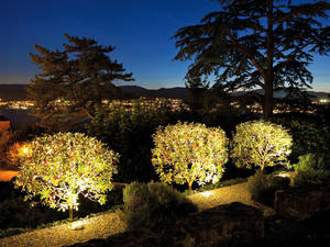 Spiel von Licht und Schatten: Gutes Lichtdesign setzt Wege, Büsche und Bäume gezielt in Szene und macht jeden Garten optisch grosszügiger. So erstreckt sich abends vor dem Fenster kein dunkles Loch, sondern Lichtpunkte hellen den Garten auf. Professionell ausgeleuchtet wird er mit einem Spiel von Licht und Schatten zum Gesamtkunstwerk. Luce Elektro AG.