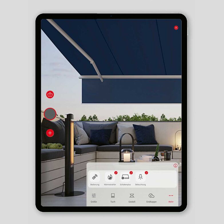 Hilfreich: Mit der Augmented Reality App von Markilux kann man ausprobieren, wie verschiedene Markisen und Sonnenschutztücher an der eigenen Hauswand aussehen. Markilux.