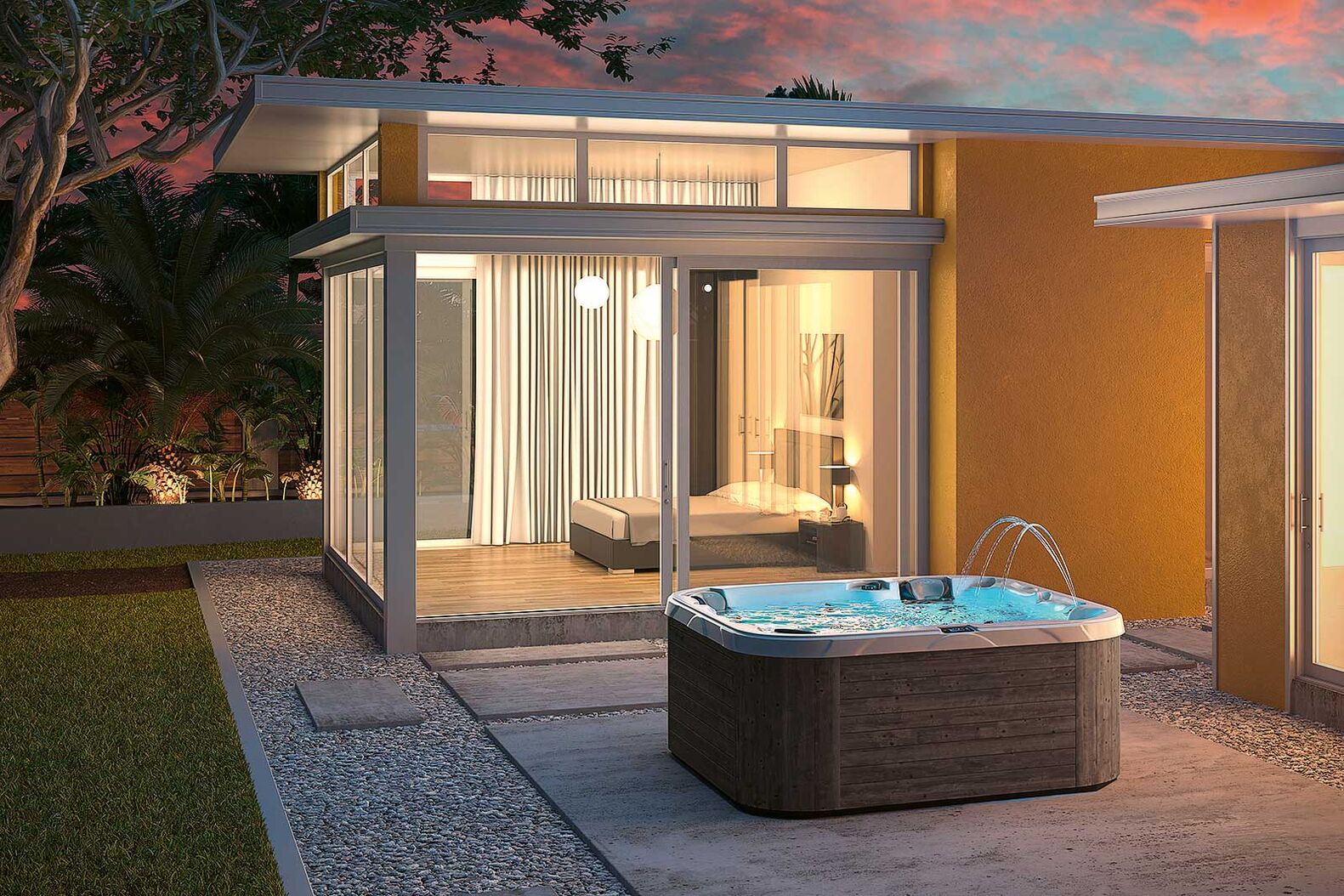 Die Luxus-Spa-Whirlpools von «Dimension One» bieten verschiedene Massagefunktionen und eine nachhaltige Energieeffizienz. Leistungsstarke Jetpumpen, intelligente Massagesteuerung und ein ergonomisches Design sorgen für einen entspannten Wellnesstag. Badewell AG, www.badewell.ch