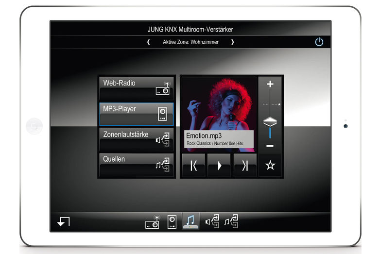 Besonders komfortabel ist es, wenn das Home Entertainment mit dem Smart-Home-System verknüpft ist und mit einer App bedient werden kann. Jung.
