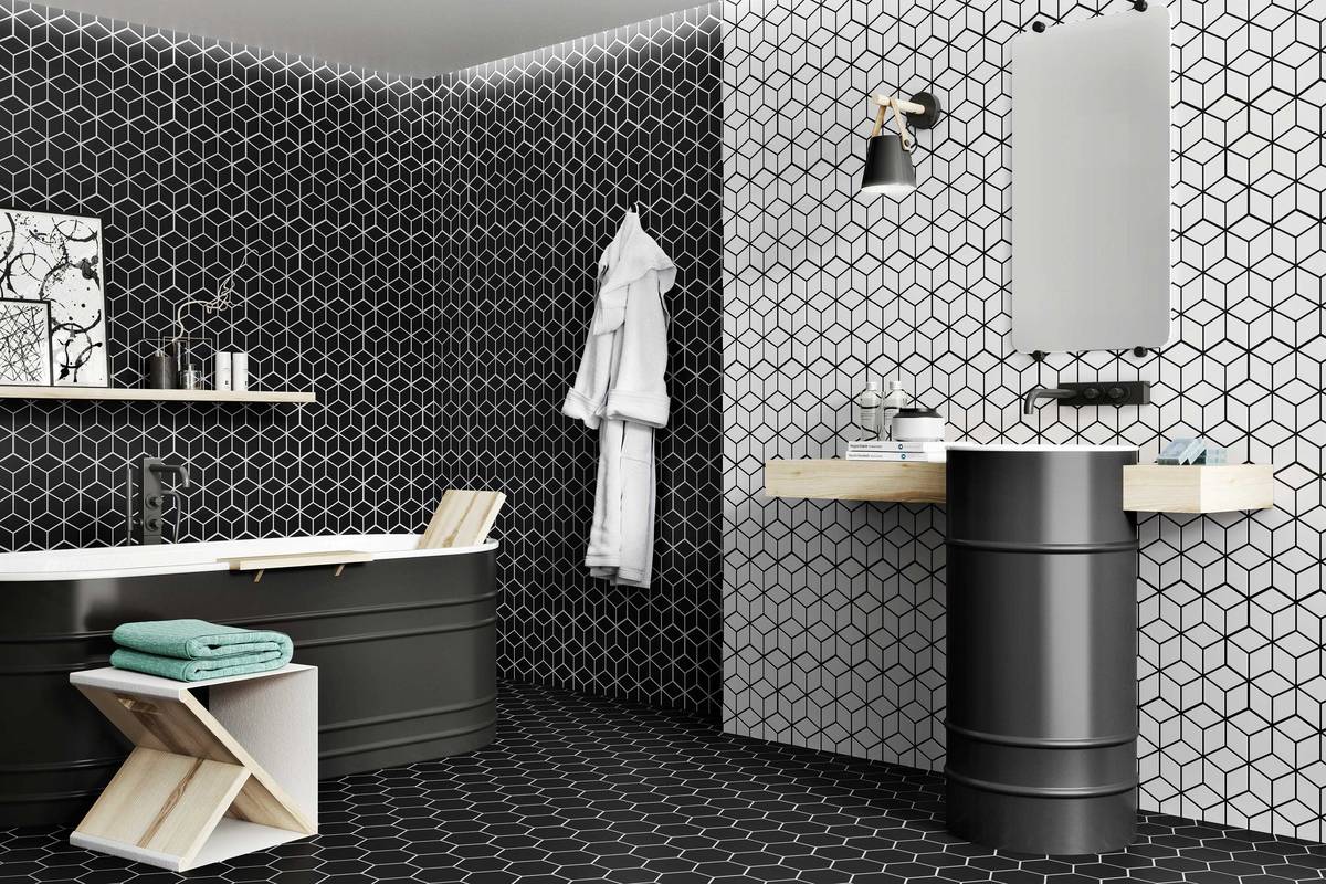 Moderne Klassik: Schwarz-Weiss kommt in jeder Generation gut an. «Realonda», Tile of Spain.