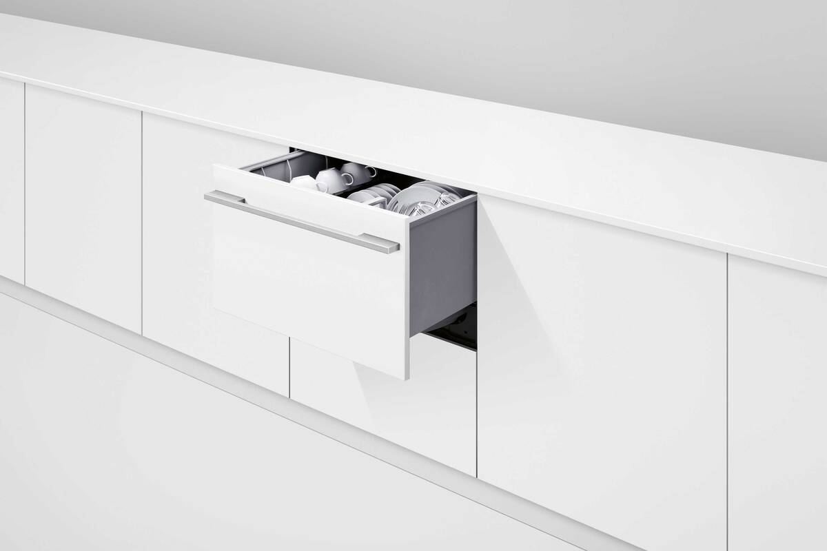 Ergonomische Design: Mit dem «DishDrawer» von Fisher & Paykel wird das Ein- und Ausräumen des Geschirrspülers erleichtert. Die Schubladen können in rückenfreundlicher Höhe installiert werden. Merial Vertriebs AG.
